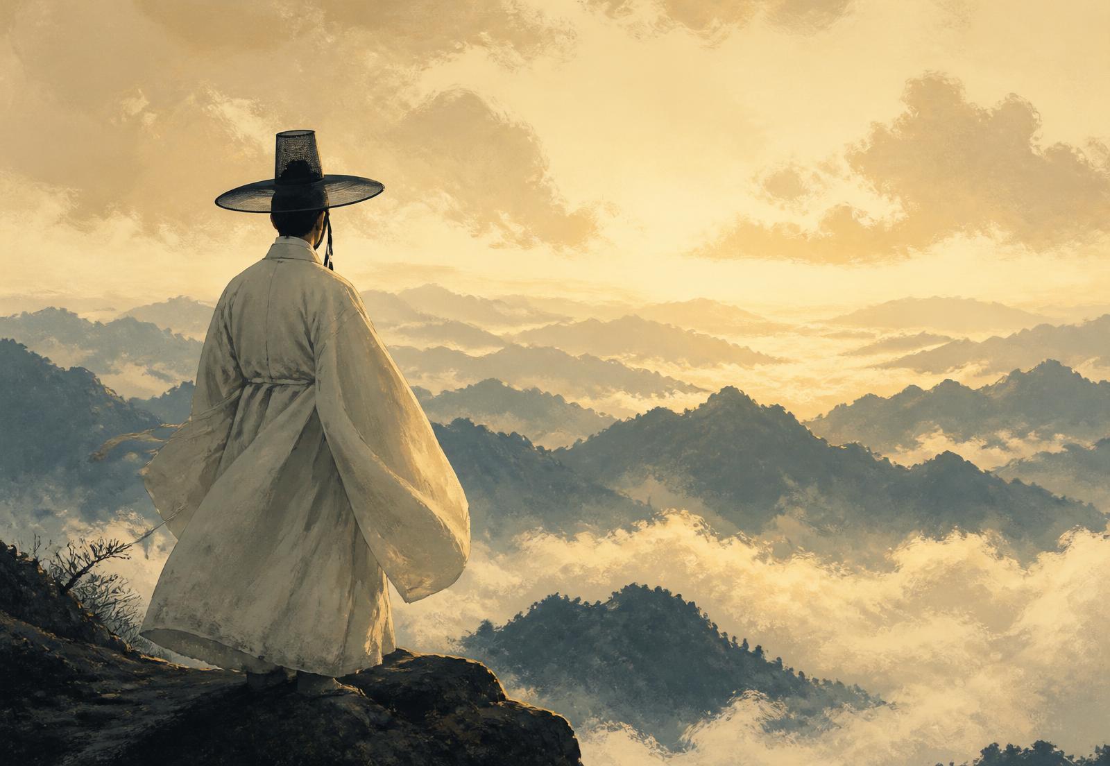 A seonbi scholar gazing across a wide horizon